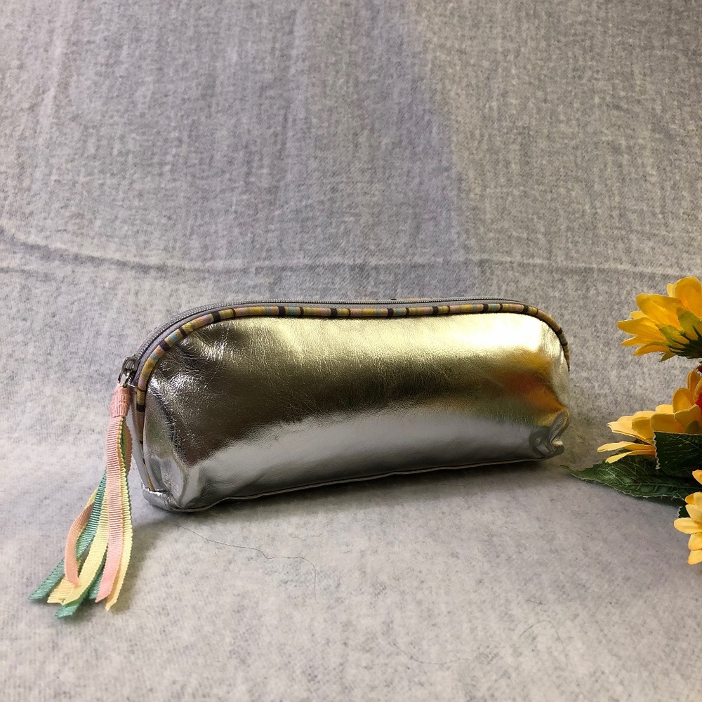 NWT - Silver Metallic Clutch with Multicolored Tassel